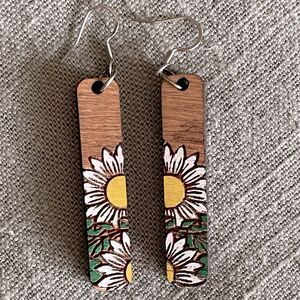 Sunflower Wood Earrings